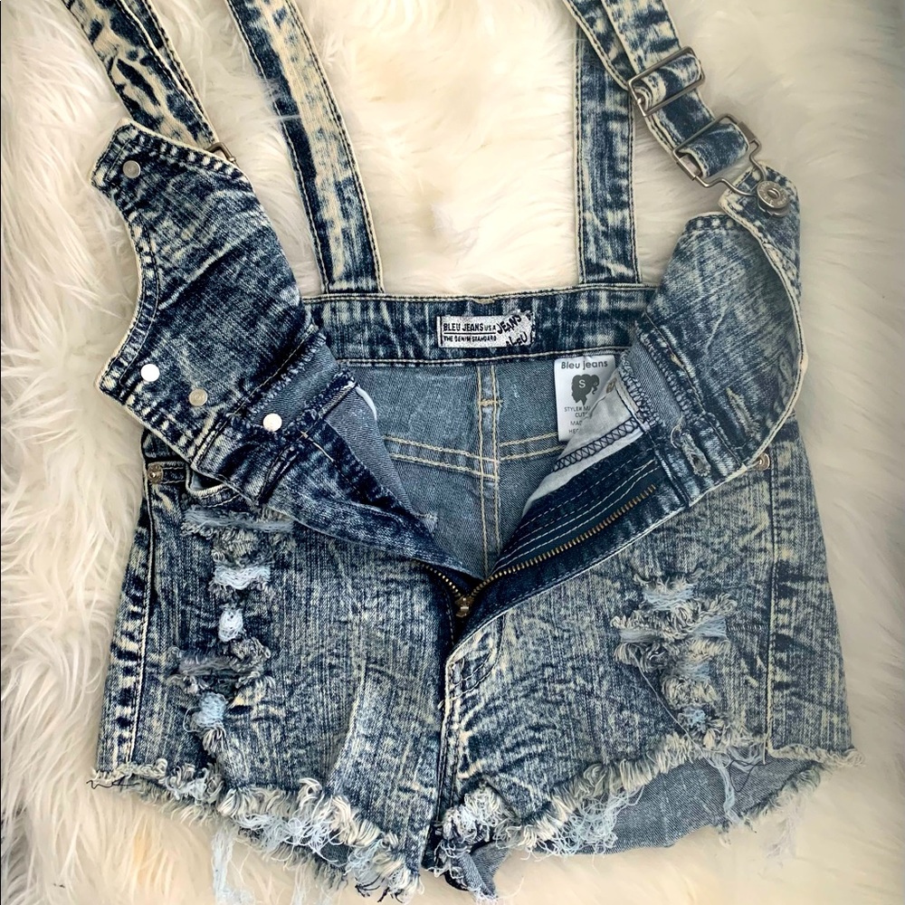 Denim Short Rompers - Picture 2 of 3